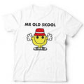 Mr Old Skool Tshirt Unisex School Clubbing Raver Music Dance - White Tshirt Unisex