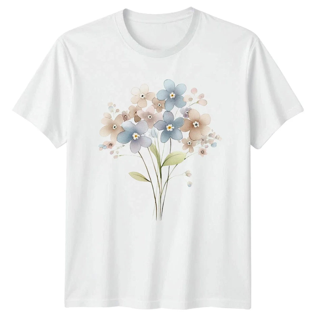Watercolor Flowers Bouquet Nature Floral Men Womens Graphic Tee Unisex