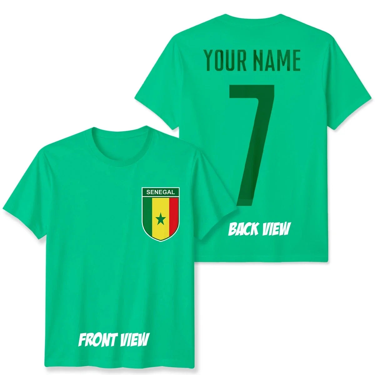 Personalised Senegal Football Unisex Kids Name Number Tee #WC Unisex