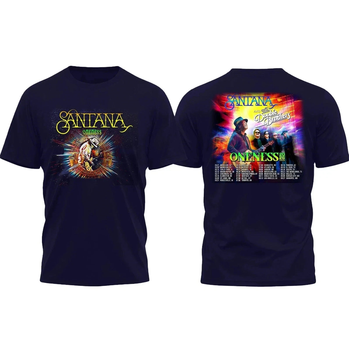 Santana and The Doobie Brothers Oneness Tour 2026 Shirt Unisex