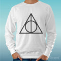 Felpa Man Light Sweater White Deathly Hallows Logo Road To Happiness Unisex