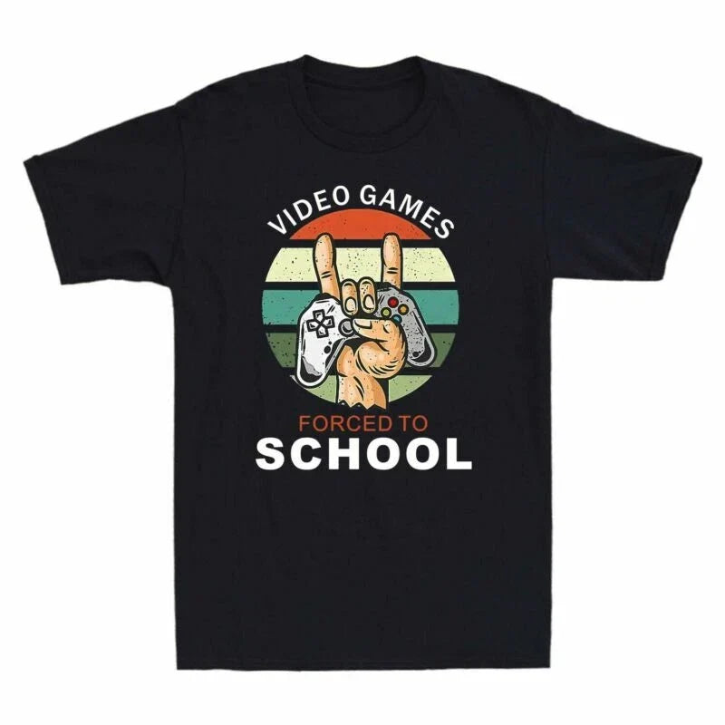 Born To School Funny Men's Tee Adult Games Play Video Forced To Vintage Unisex