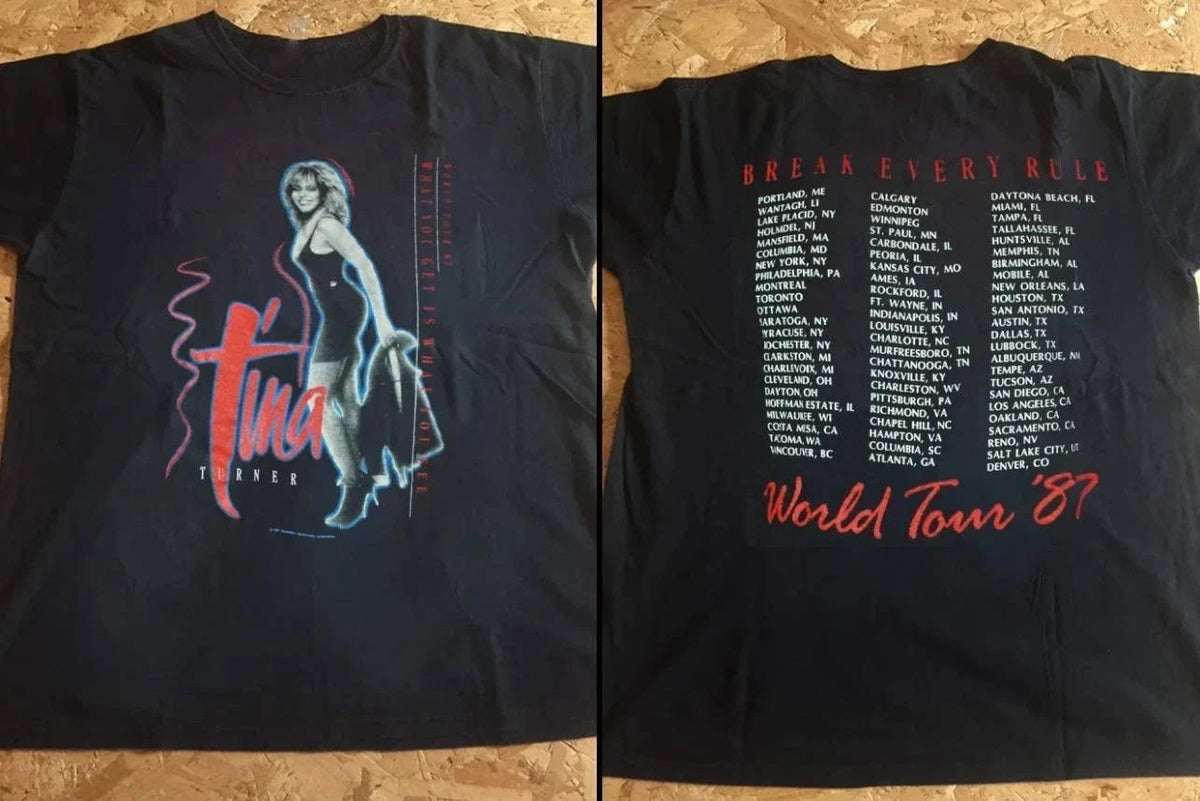 Vintage Tina Turner Concert 1987 Break Every Rule World Tour T Shirt Unisex