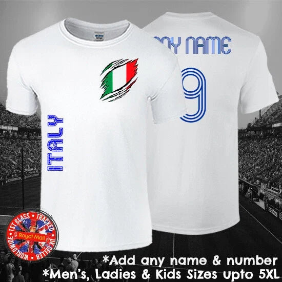 Italy Football Fan Personalised Mens Ladies Kids Euros World Cup Unisex