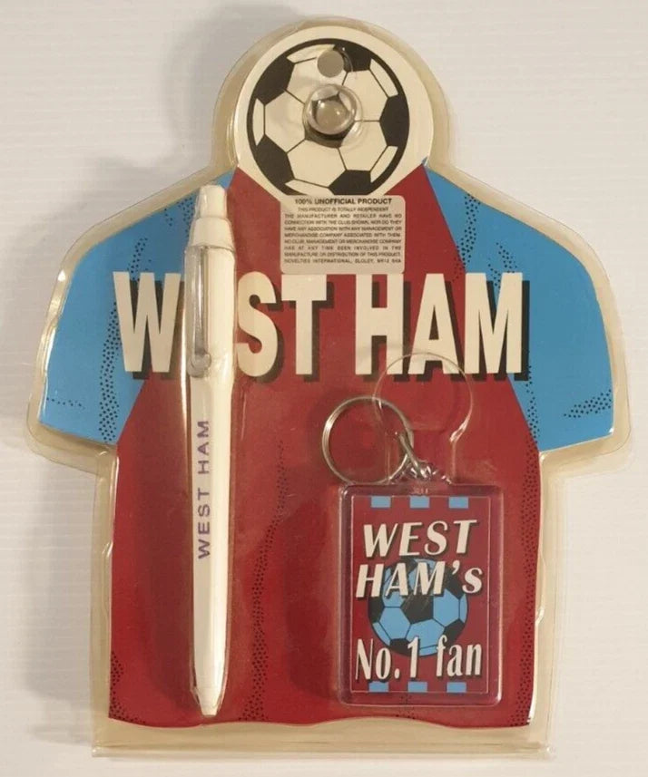 WEST HAM Number One Fan Vintage Football Soccer Pen & Keychain Set *NEW SEALED* Unisex