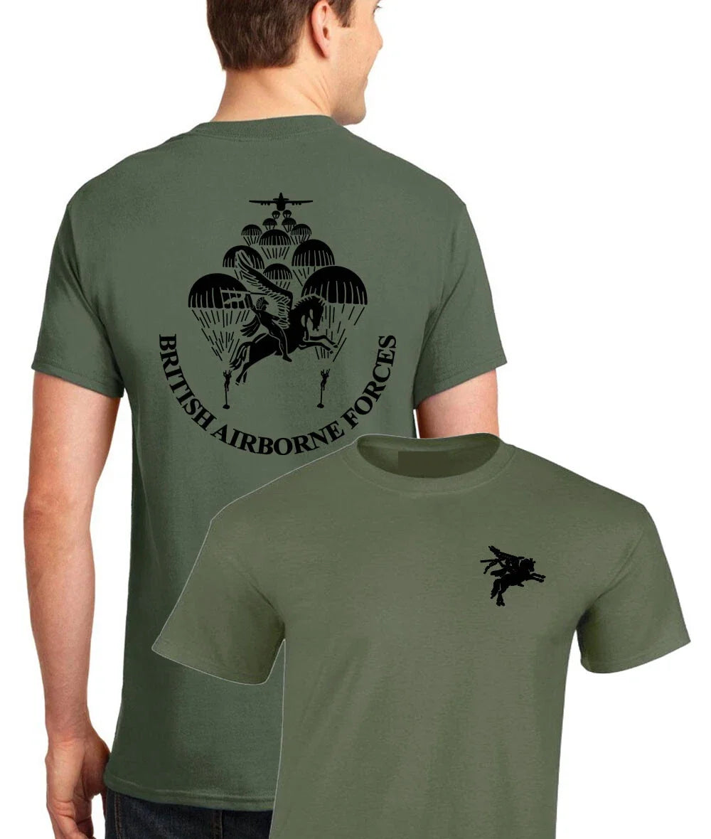 Printed BRITISH AIRBORNE FORCES Pegasus Tshirt Sweater Parachute Regiment Unisex