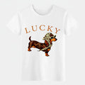 Vintage "Lucky Dachshund" , Stylish Dog Casual Graphic Tee for Men Women Unisex