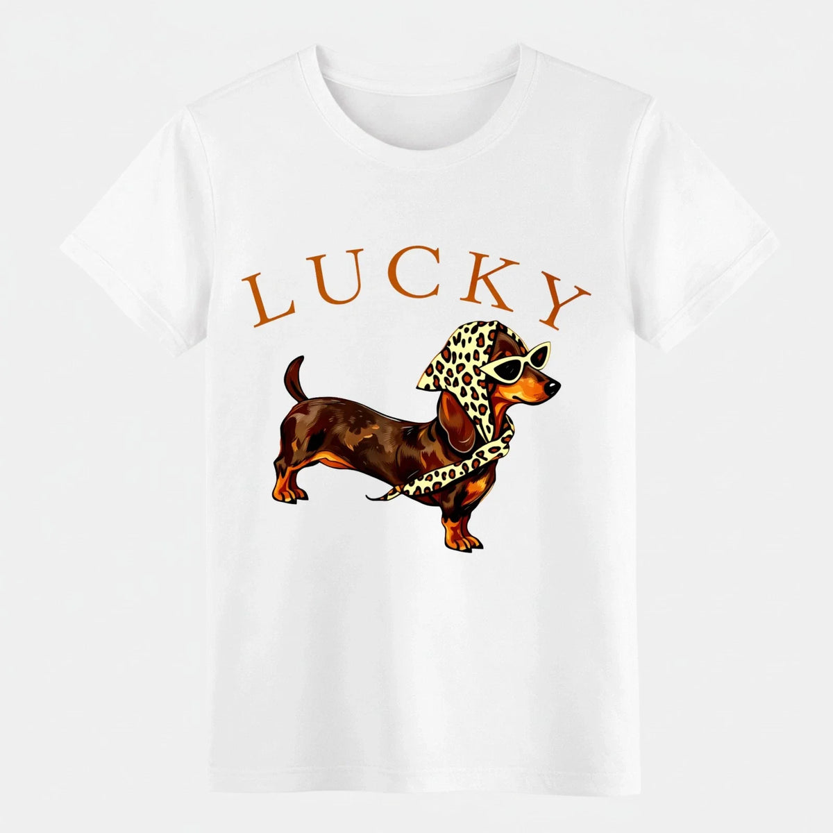 Vintage "Lucky Dachshund" , Stylish Dog Casual Graphic Tee for Men Women Unisex