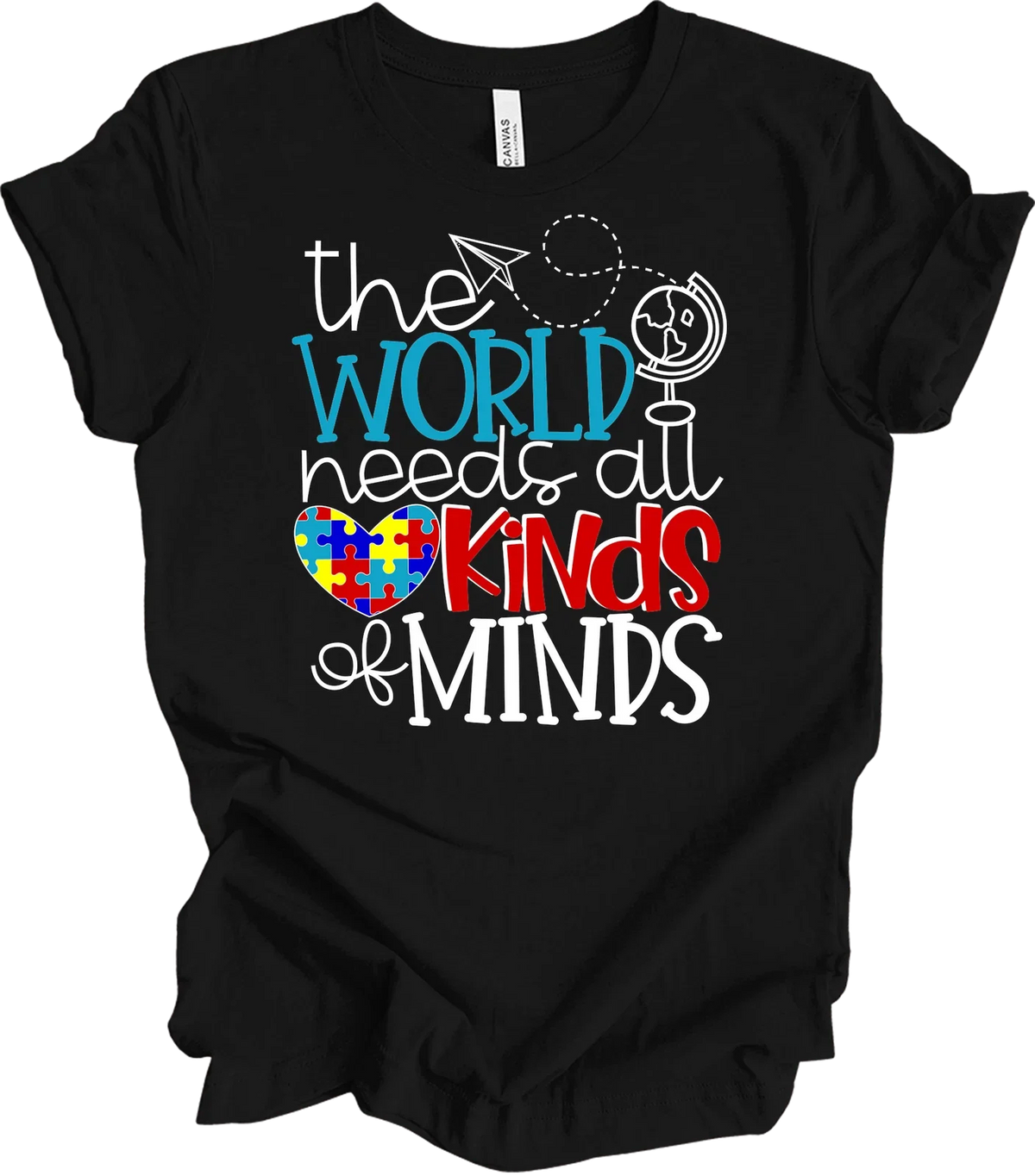 The World Needs All Kinds of Minds Autism Awareness Tee Unisex