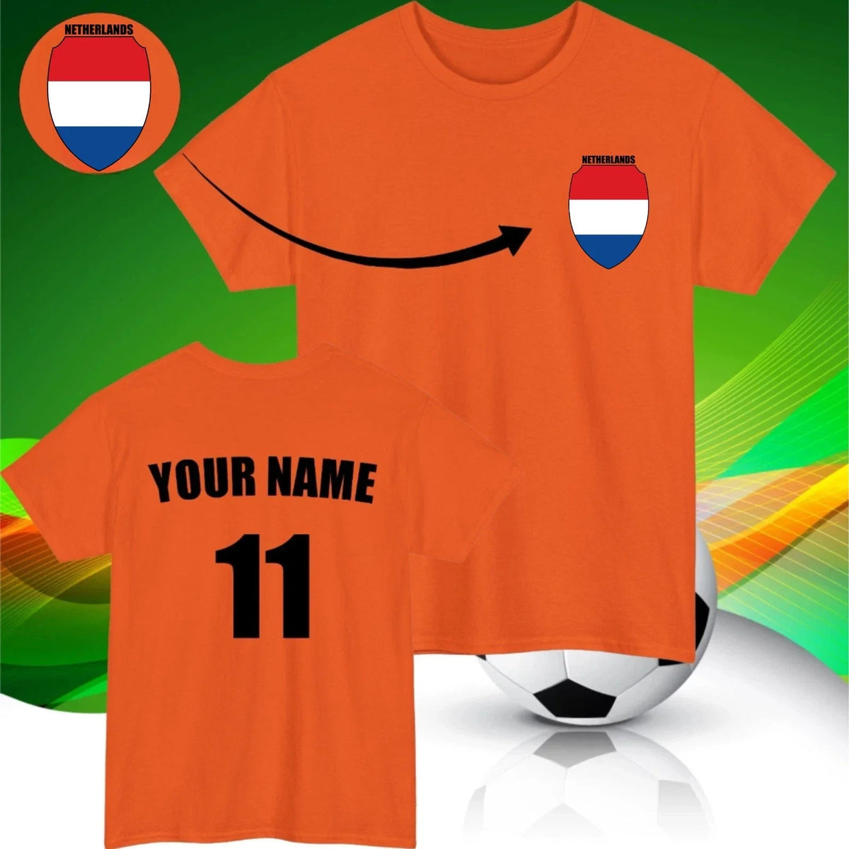 Personalised Netherland Football Custom Name And Number Sports Lover Top Unisex