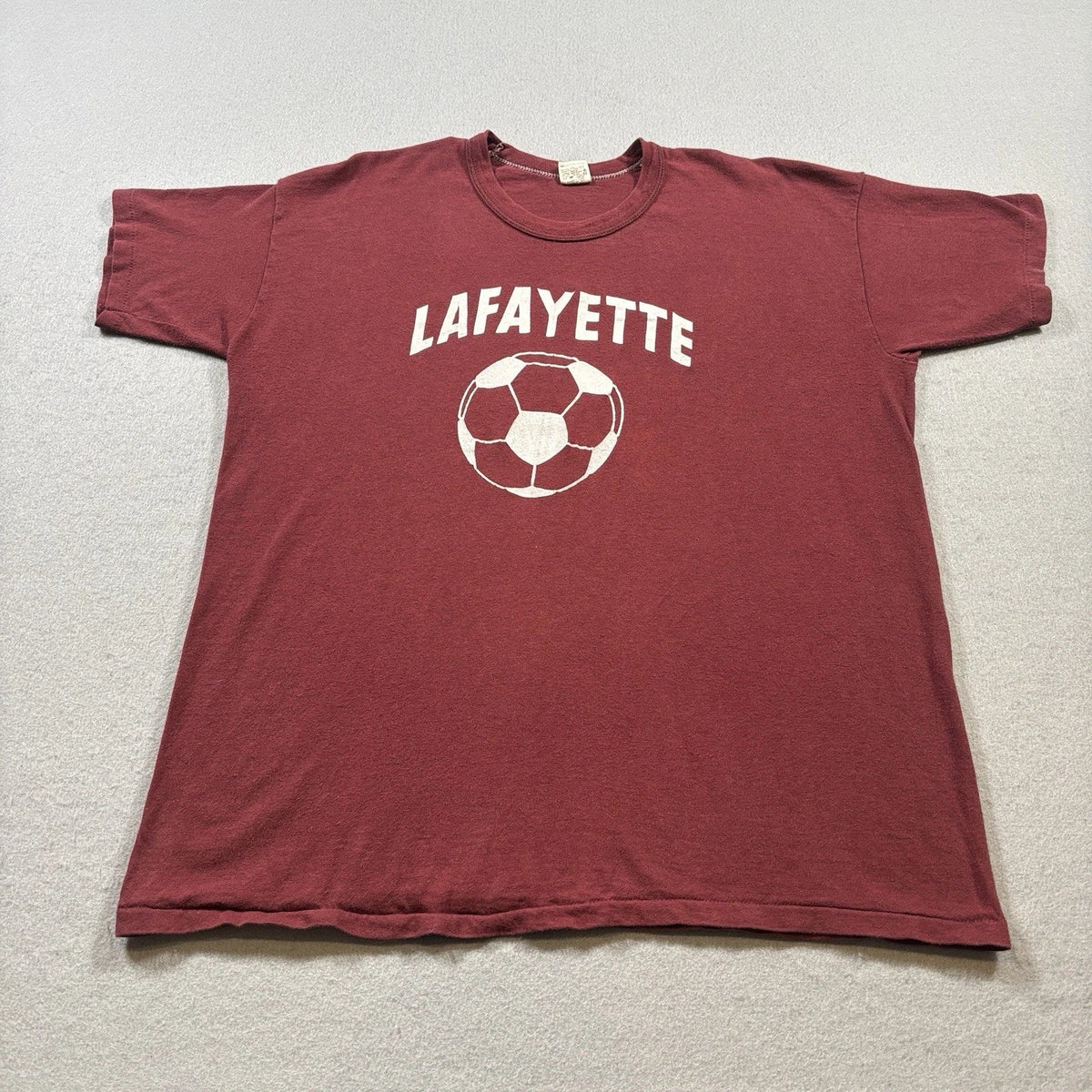 Vtg Russell Athletic T Shirt Mens XL 46-48 USA Made Lafayette Soccer Maroon Unisex