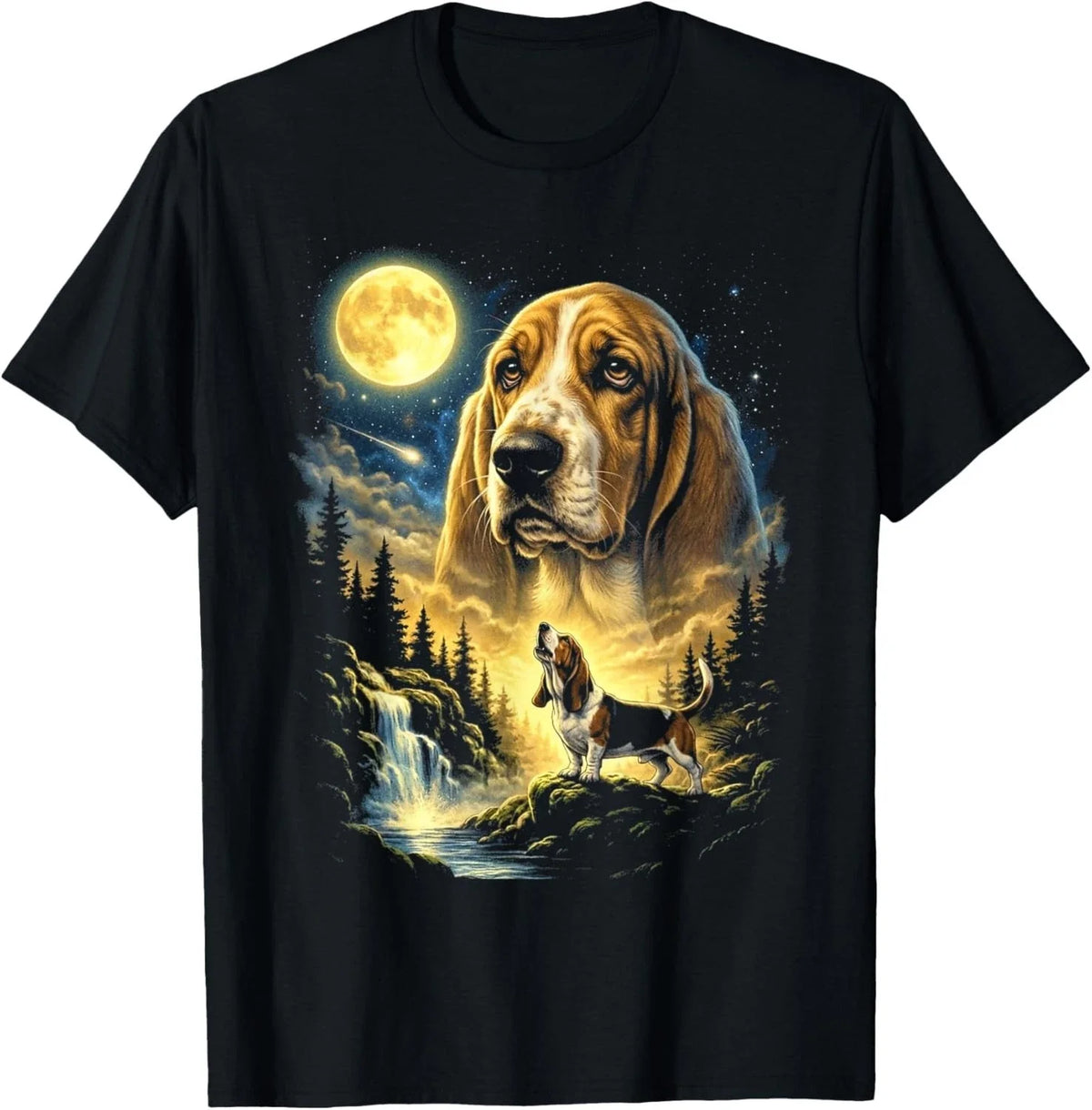 Basset Hound Howling to The Moon Meme Funny 90_s Dog Lover Unisex