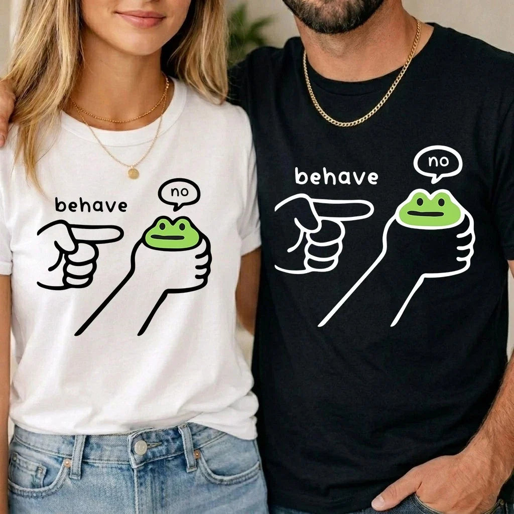 Behave No Funny Dishonest Frog Unisex Kids T shirt Cartoon Meme Quote Gift Tee Unisex