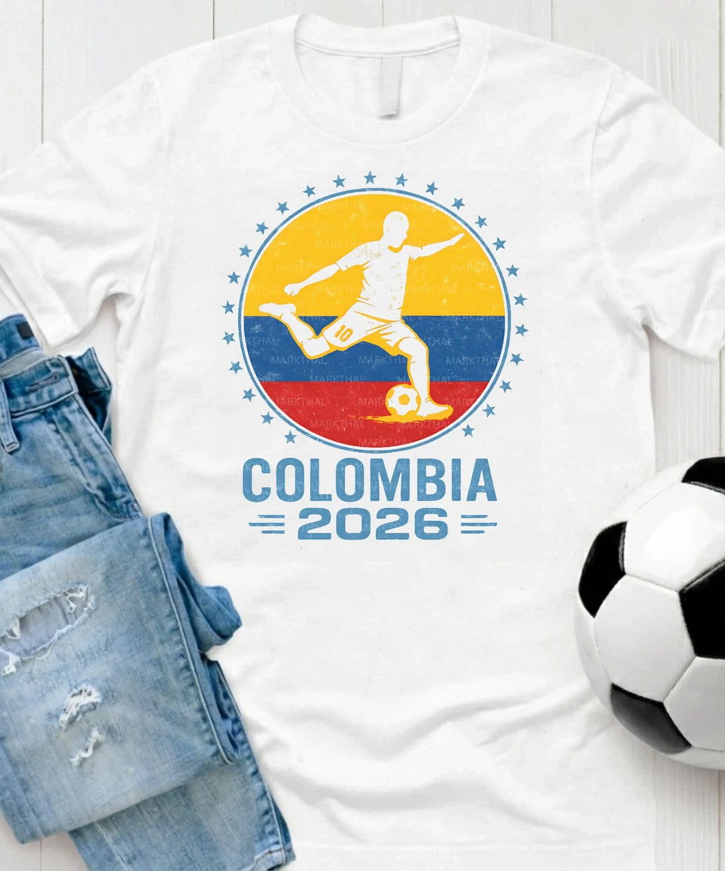 Colombia 2026 World Soccer TShirt Futbol Shirt Flag Tee Gildan Unisex Unisex