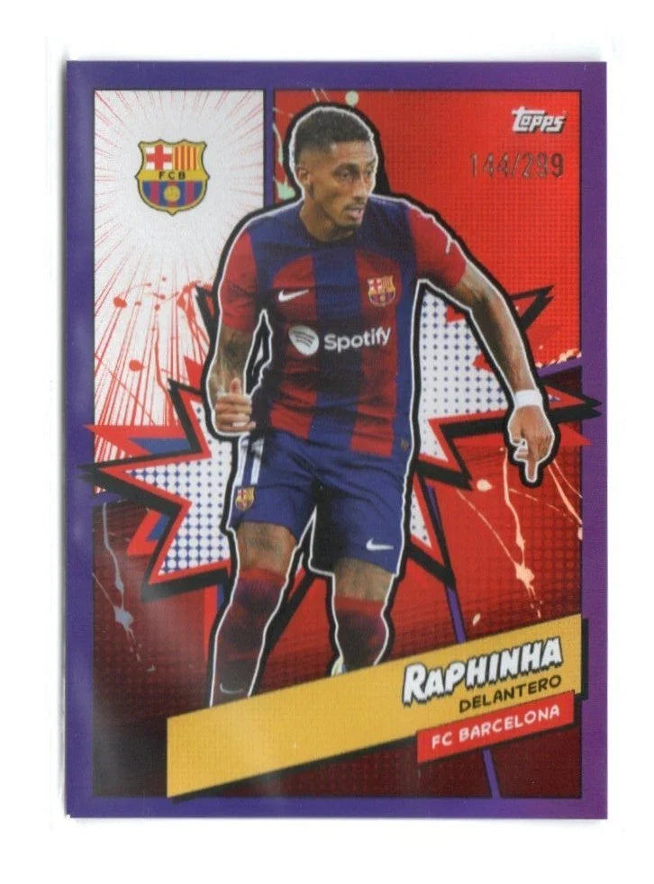 Topps FC Barcelona Fan Set 2023 PURPLE REFRACTOR BARH-5 HEROES Raphinha #144/299 Unisex