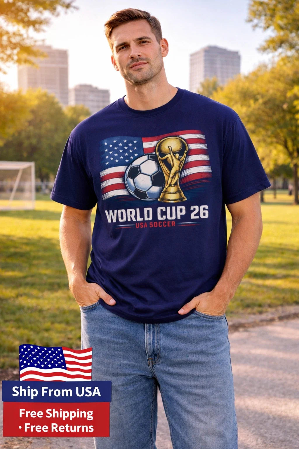 Football World Cup 2026 Soccer Flag Trophy Graphic Tee Men Women Unisex Unisex