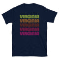 Retro State of Virginia Inline Font Disco Neon Short-Sleeve Unisex Unisex