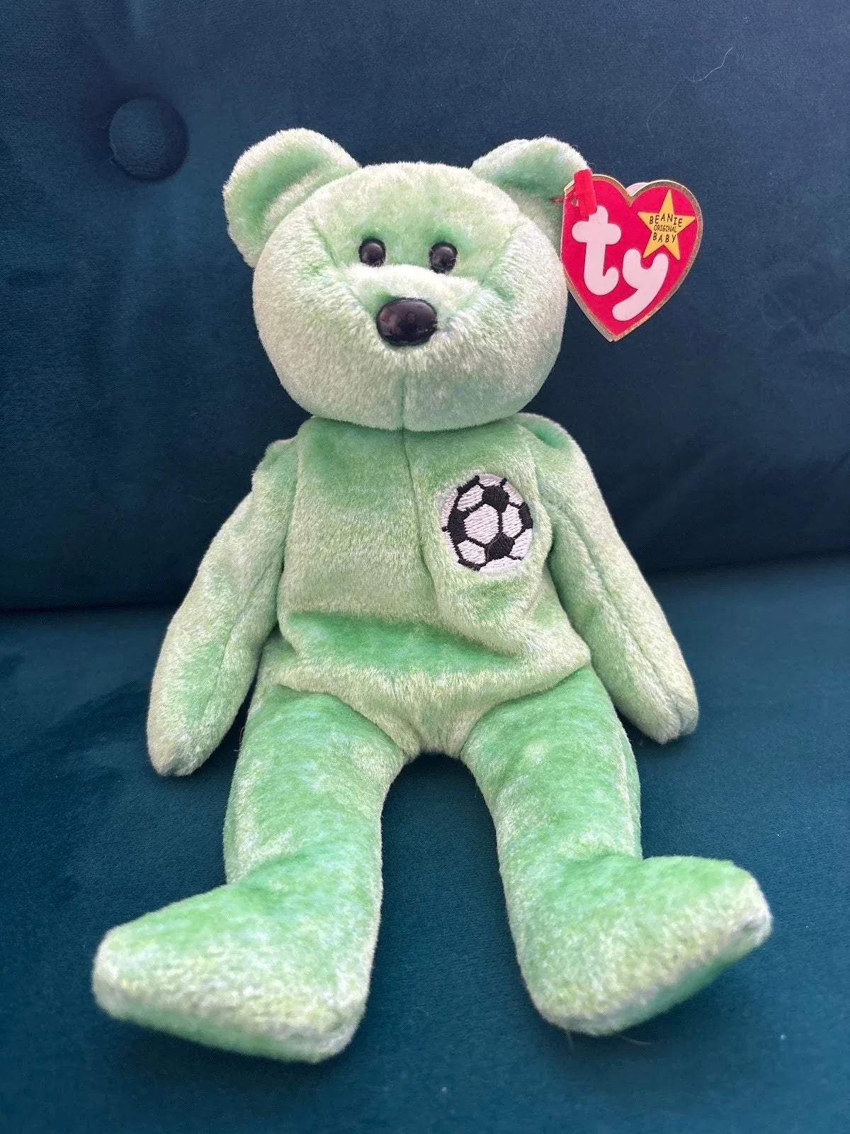 Ty Beanie Baby Kicks the Soccer Bear Push Toy - MWMT - for the soccer fan Unisex