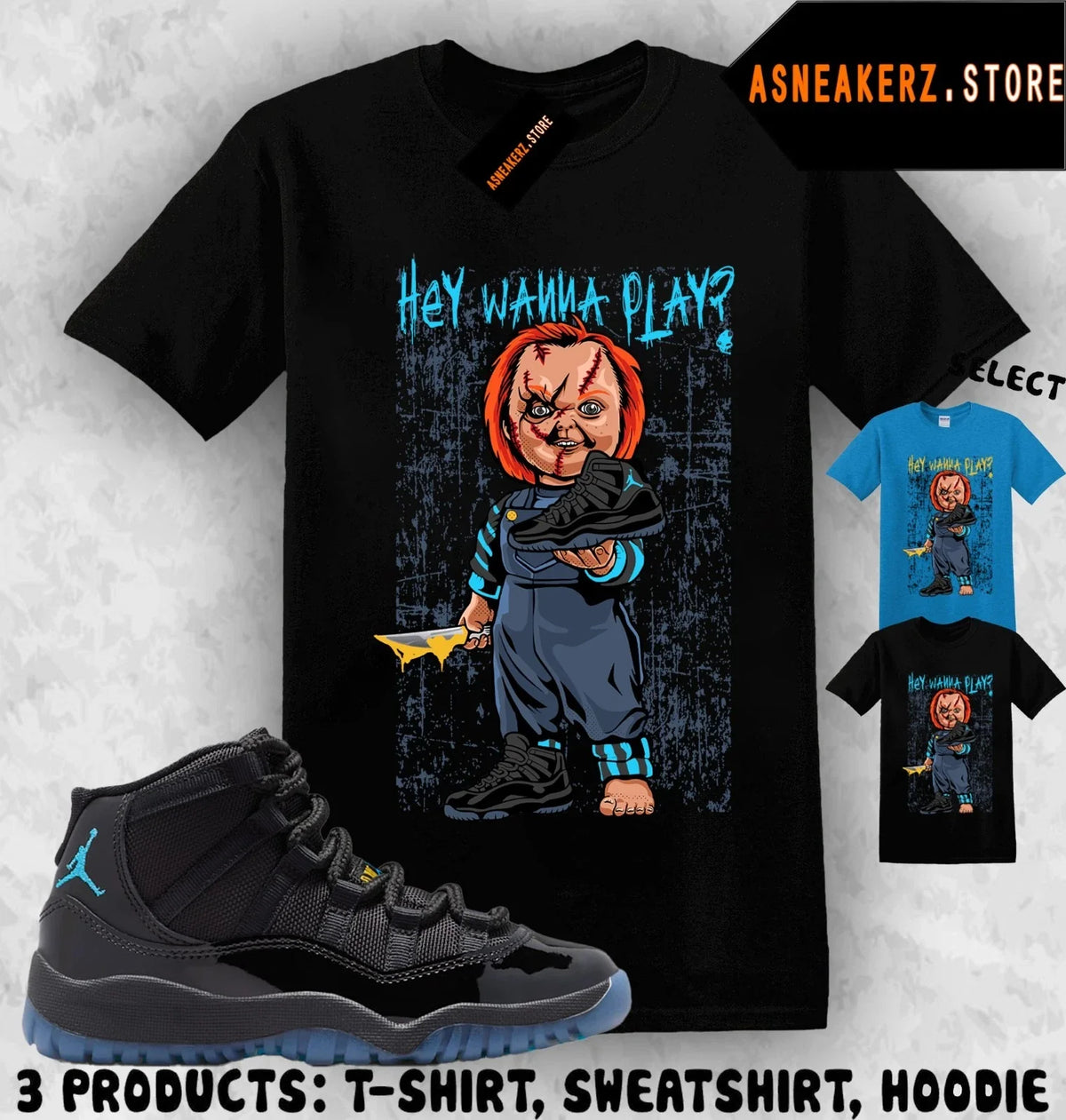 Shirt Matching AJ 11 Gamma Blue 2025 To Match Sneaker Sneakerhead Chucky Unisex