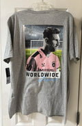 Messi #10 Graphic T Shirt Men’s XL Gray Soccer Fan Tee Worldwide Legend Print Unisex