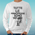 Felpa Man Light Sweater White " Princesses Tattooed " Road To Happiness Unisex