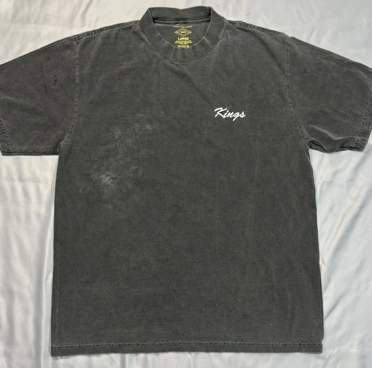 Kings Vintage Wash T‑Shirt Men’s Large Charcoal Gray Minimal Logo Streetwear Unisex