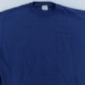 Vintage 90s Blank Navy Blue Hanes Pocket Shirt Mens L/XL Tee 100% Cotton Casual Unisex