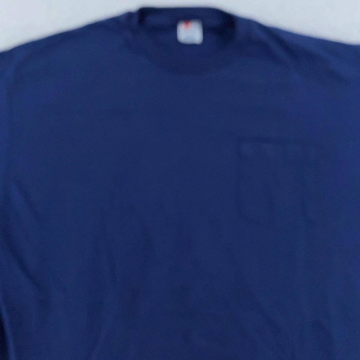 Vintage 90s Blank Navy Blue Hanes Pocket Shirt Mens L/XL Tee 100% Cotton Casual Unisex