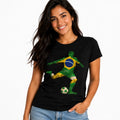 Brazil Soccer Player Brazilian Flag Football Silhouette Graphic Tee Unisex
