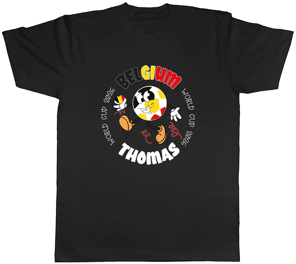 Personalised Belgium World Cup Heart Football Fan Mens Tee Gift Top Unisex
