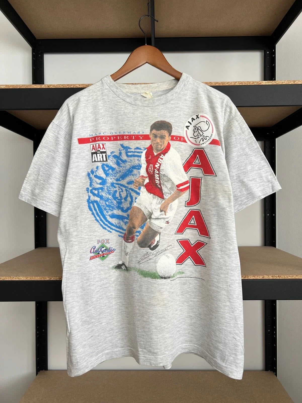 Vintage 90s Marc Overmars Ajax Amsterdam Art Soccer Football Sz XL Unisex