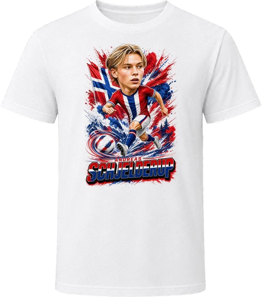 Andreas Schjelderup Norway Soccer Caricature 2026 World Cup T Shirt Unisex