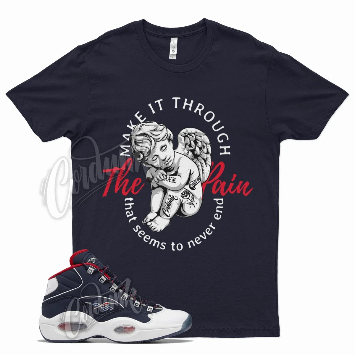 Navy TP T Shirt for Question Mid Ftwr White Vector Red Blue Unisex