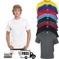Mens Plain T Shirt 100% Cotton 1 PC Short Sleeves Soft Crew Neck Tee Top Regular Unisex