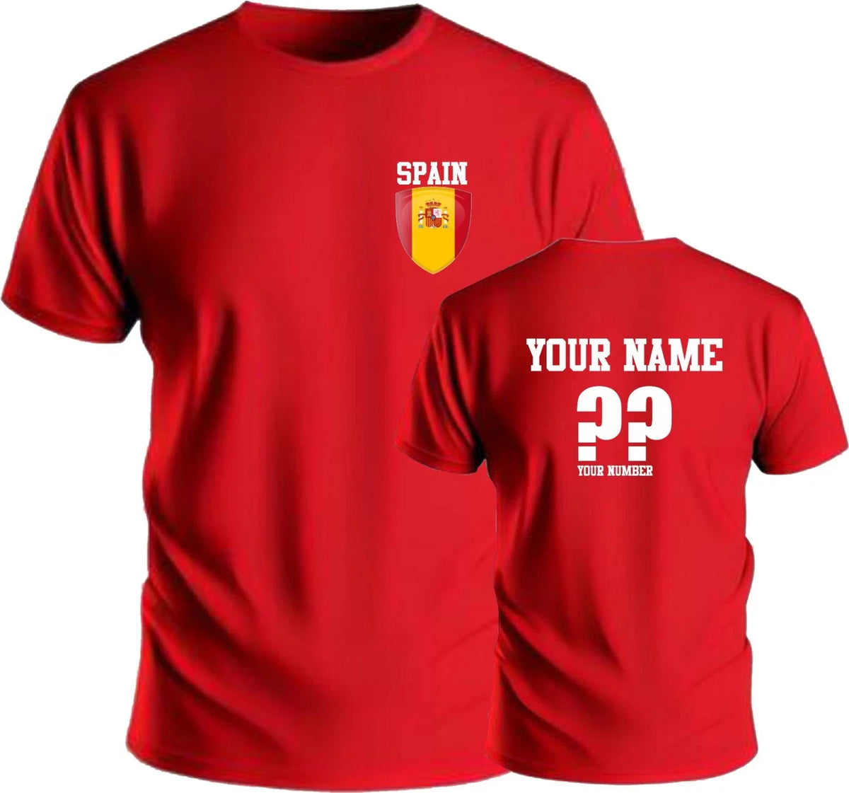 Personalise Spain Football Soccer Fans Sports Costume Flag Badge Top Unisex