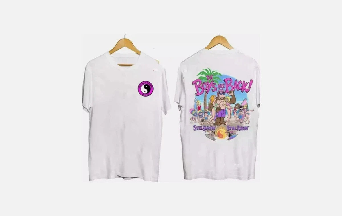 T C Surf Challenge Retro 80s Designs White 2 sides Unisex