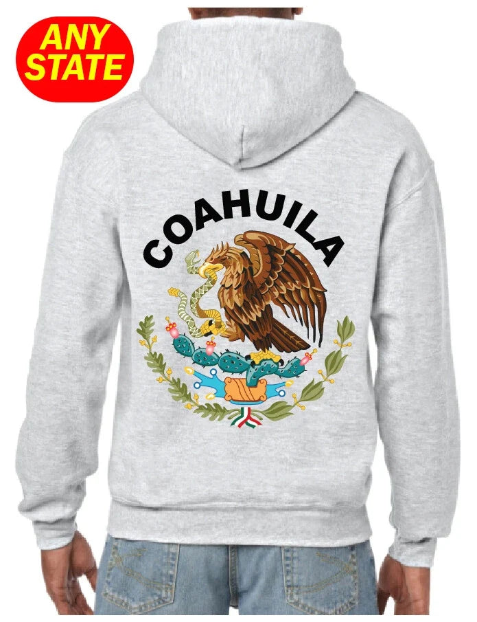 Escudo Mexico Mexican Eagle Aguila States MX Sudadera Hooded Ash ZIPPER Unisex