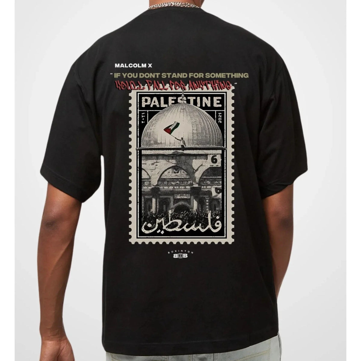 Malcom X Palestine Cotton Oversized Unisex Graphic Tee Unisex