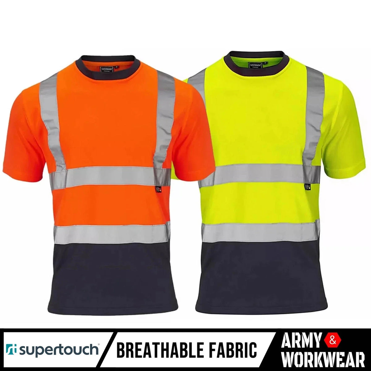 Hi Vis Mens Visibility Two Tone Workwear Safety Site UPF 40+ Wicking Unisex