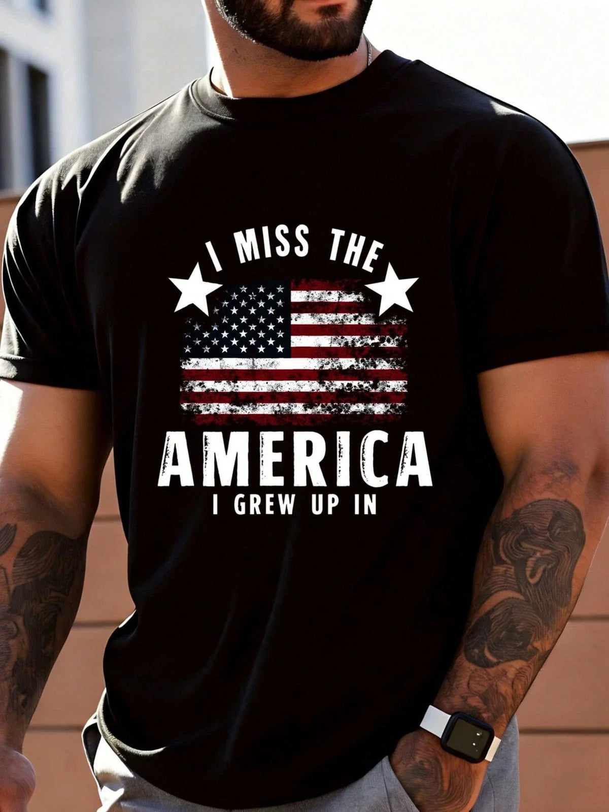 Patriotic Men's - I Miss The America I Grew Up In, American Flag Print Unisex