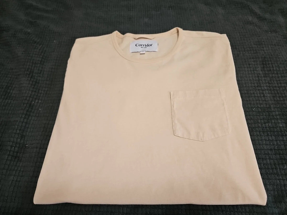 Corridor NYC NEW Antique White Garment Dyed Pocket TShirt SZ S Unisex