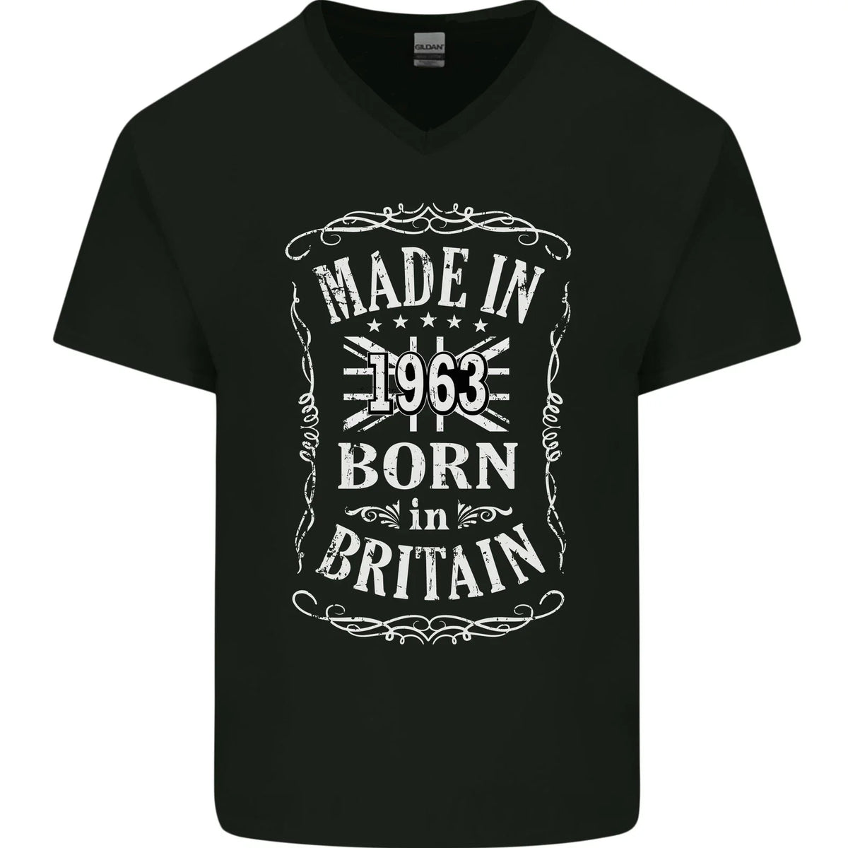 Born In Britain 63rd Birthday Made 1963 Mens V-Neck Cotton Unisex