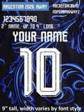 ARGENTINA 2026 AWAY CUP World IRON ON heat press transfer numbers soccer jersey Unisex