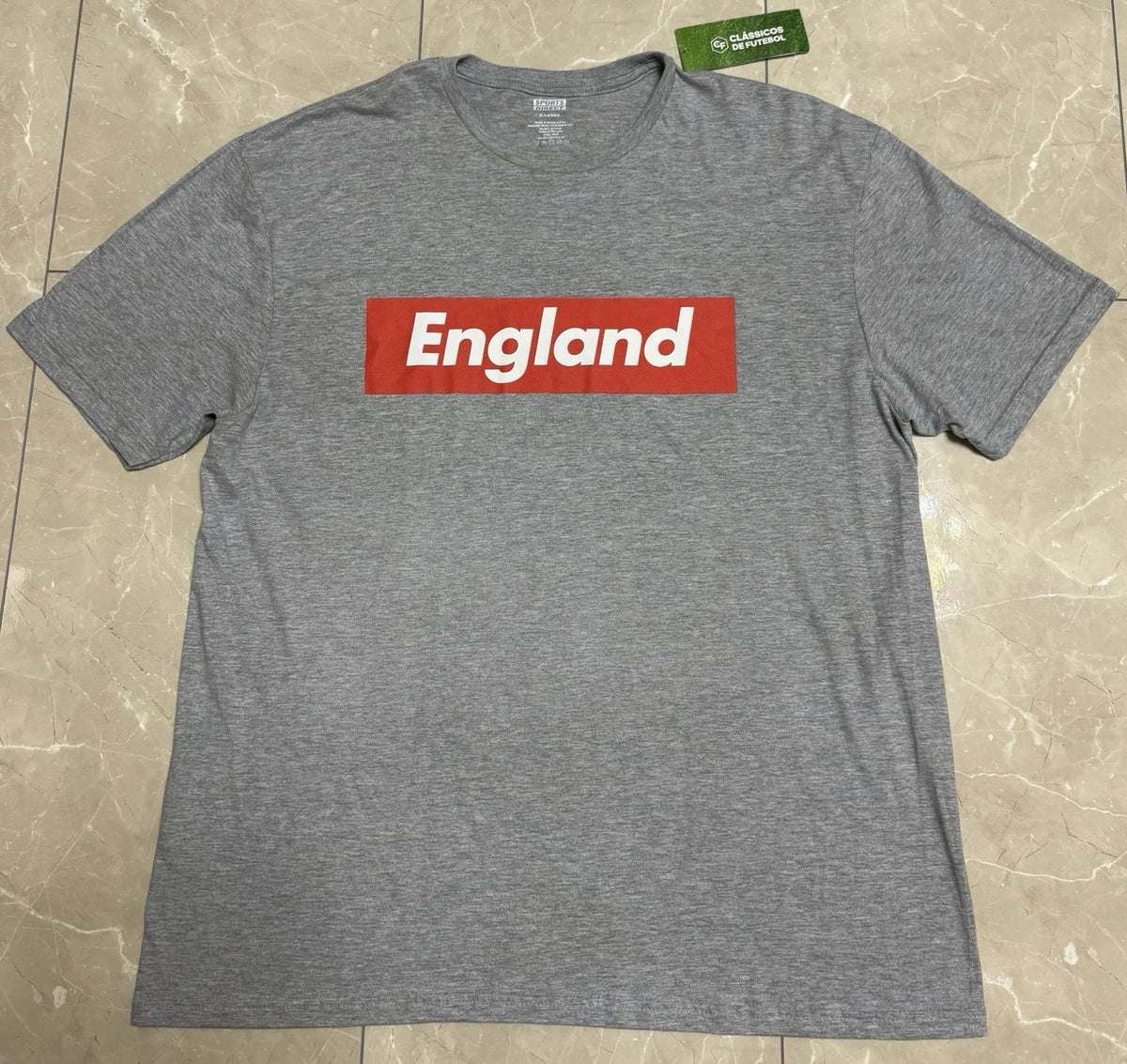 Clássicos De Futebol XL England Box T Shirt Grey/Red Football Nation Support ENG Unisex