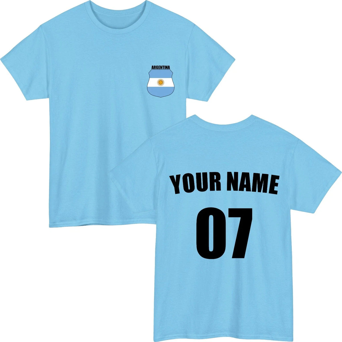 Personalised Argentina Football Custom Name Number Fan Unisex Tee Top Unisex
