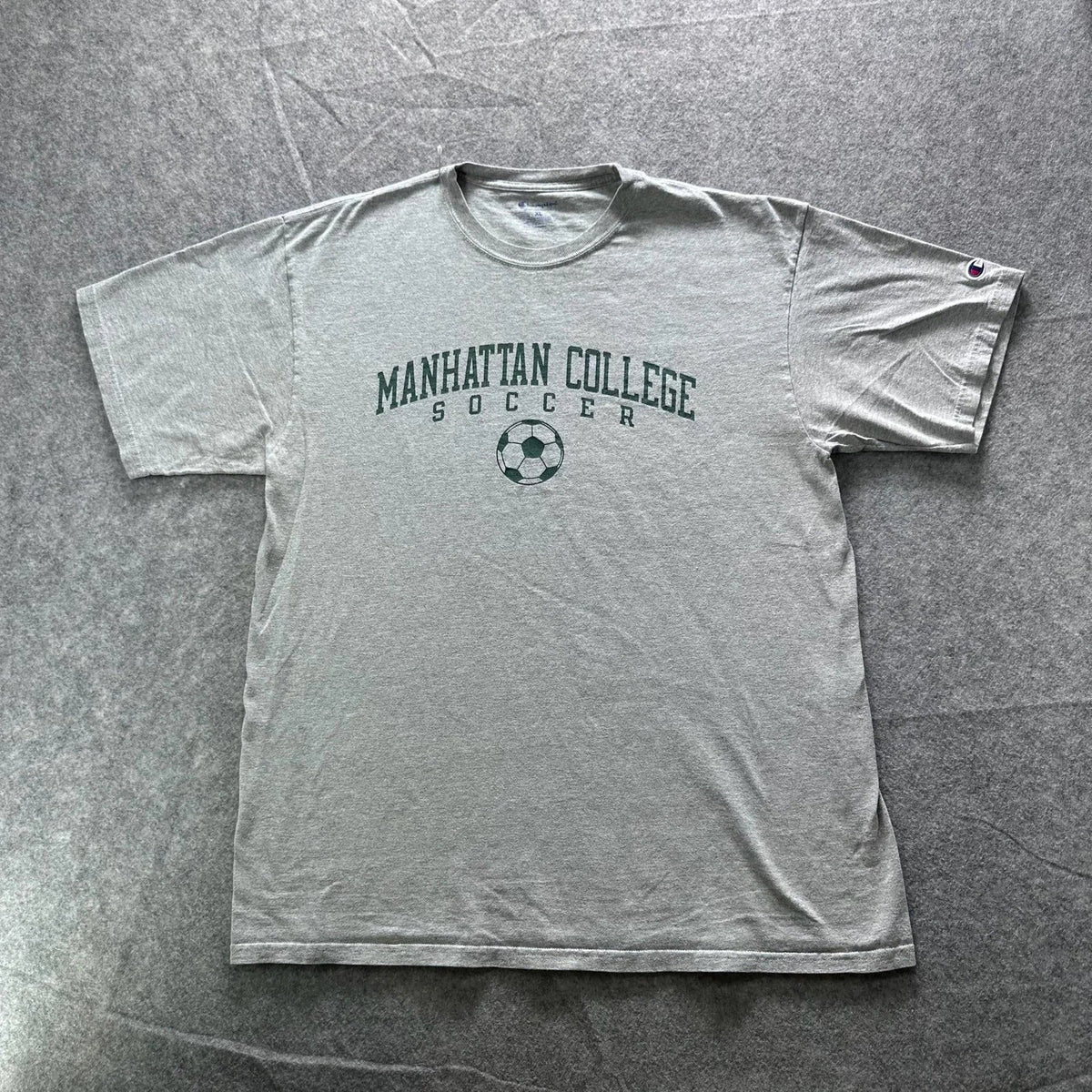 Champion Shirt Mens XL Gray Manhattan College Soccer Graphic Crewneck Tagless Unisex