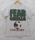 Vtg 94 Soccer is Life Big Ball Sports Double Sided 90s Tee Shirt M Fear Smells Unisex