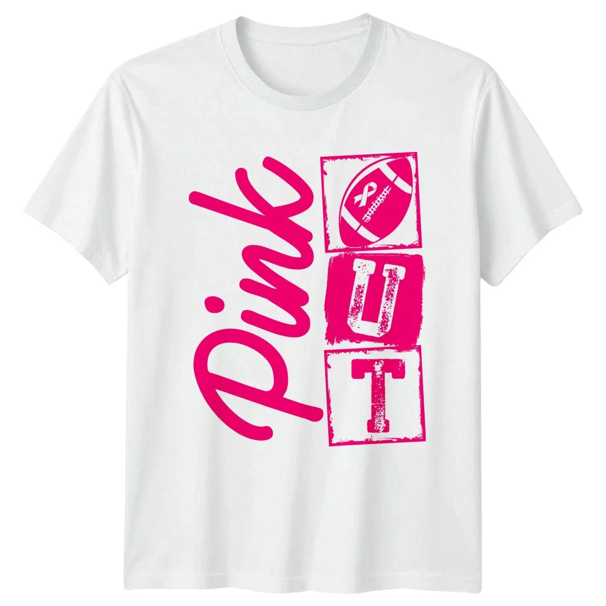 Pink Out Breast Cancer Awareness Football Awareness Mens Womens Graphic Tee Unisex