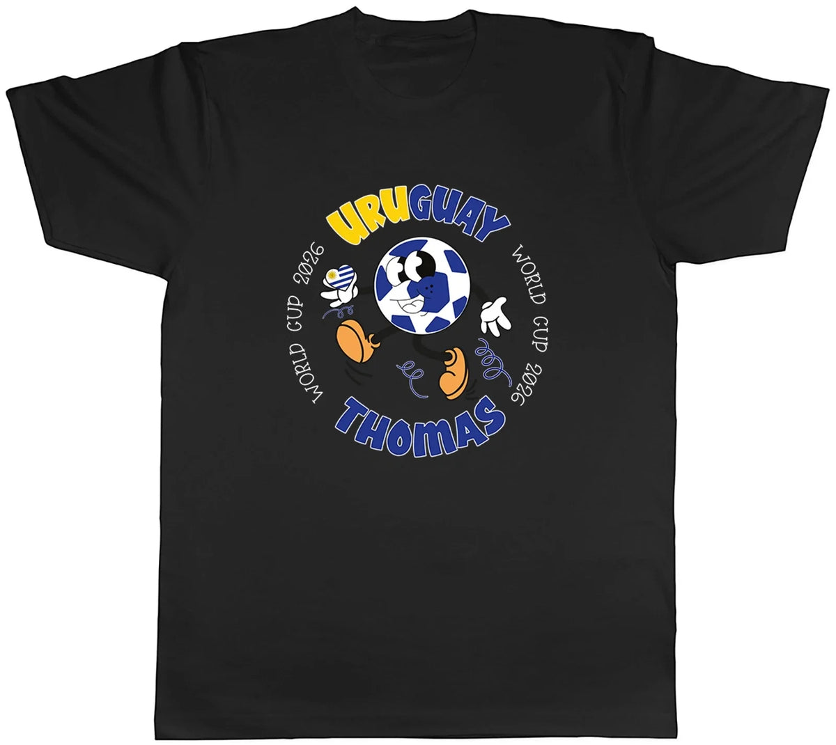 Personalised Uruguay World Cup Heart Football Fan Mens Tee Gift Top Unisex