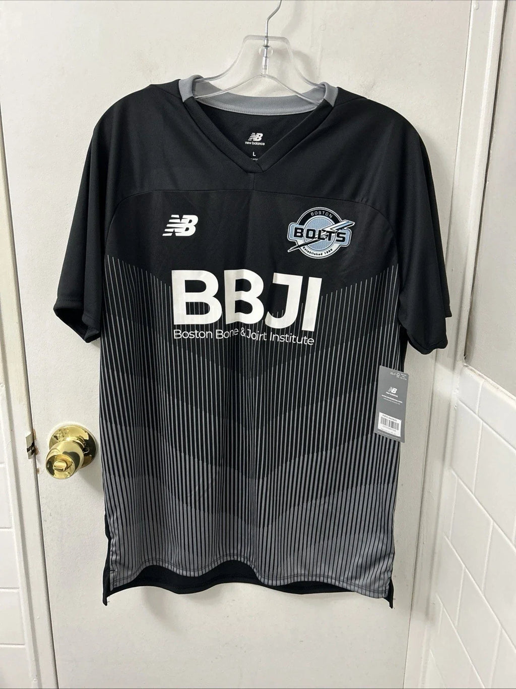 New Balance Boston Bolts Soccer Jersey Mens Large Black #50 BBJI NB Dry NWT Unisex